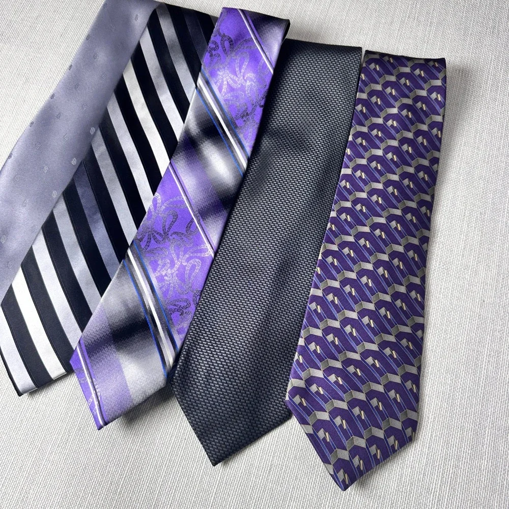 Vintage Classic Purple Grey Necktie Bundle Hennessy George Van Heusen Bill Blass
